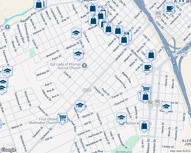 map of restaurants, bars, coffee shops, grocery stores, and more near 716 21st Street in Alexandria