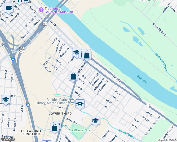 map of restaurants, bars, coffee shops, grocery stores, and more near 313 Peabody St in Alexandria