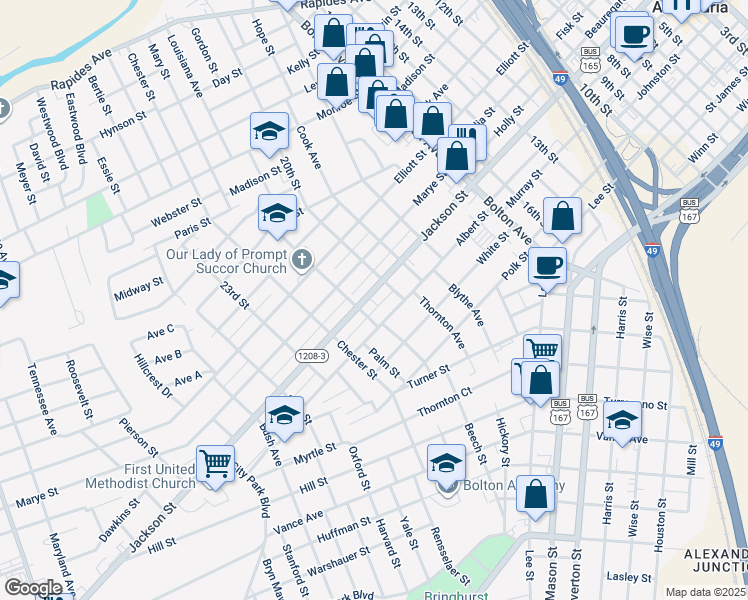 map of restaurants, bars, coffee shops, grocery stores, and more near 2017 Jackson Street in Alexandria