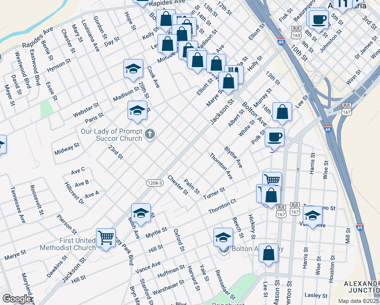 map of restaurants, bars, coffee shops, grocery stores, and more near 2017 Jackson Street in Alexandria