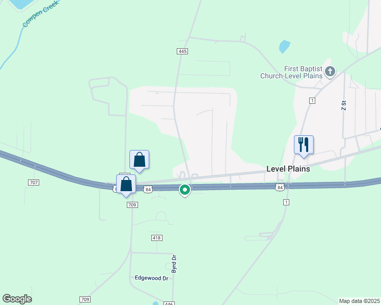map of restaurants, bars, coffee shops, grocery stores, and more near 1453 County Road 445 in Enterprise