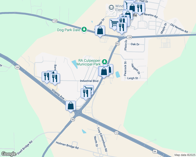 map of restaurants, bars, coffee shops, grocery stores, and more near 322 Daleville Avenue in Daleville