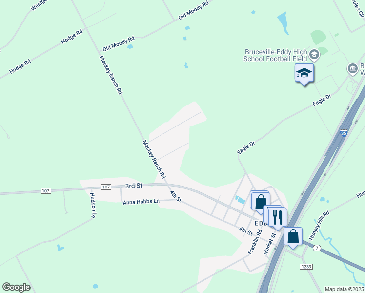 map of restaurants, bars, coffee shops, grocery stores, and more near 215 Melissa Street in Bruceville-Eddy