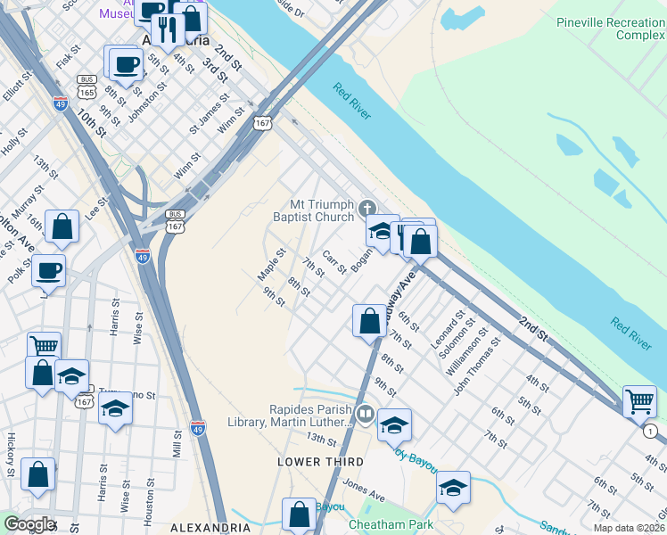 map of restaurants, bars, coffee shops, grocery stores, and more near 2308 Carr Street in Alexandria
