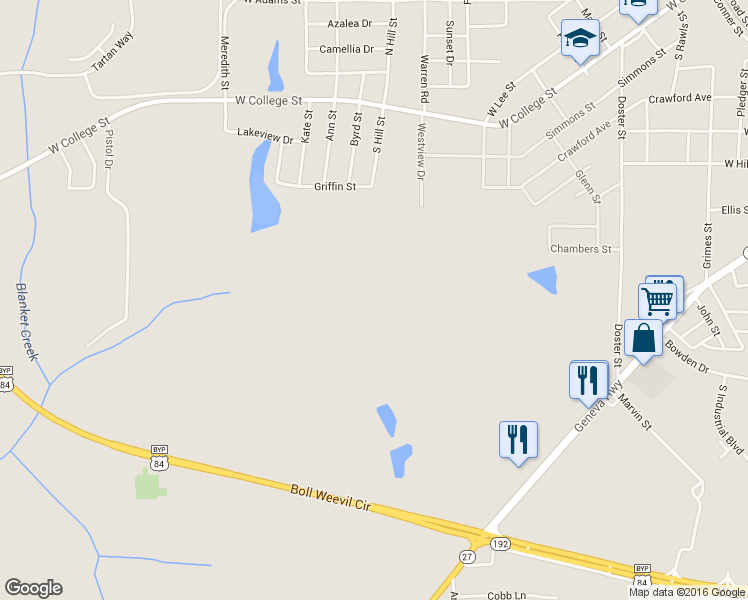 map of restaurants, bars, coffee shops, grocery stores, and more near 430 Doster Street in Enterprise