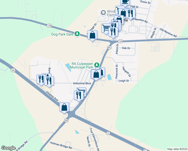 map of restaurants, bars, coffee shops, grocery stores, and more near 92 S Edith Dr in Daleville
