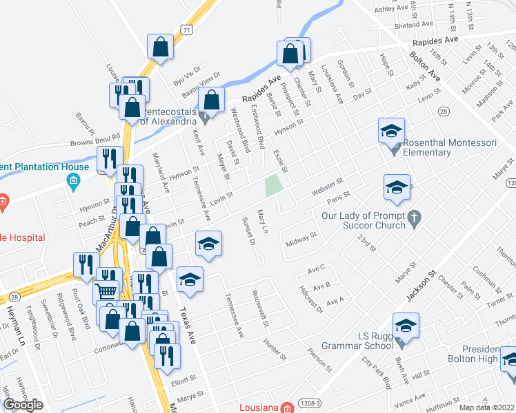 map of restaurants, bars, coffee shops, grocery stores, and more near 100 Mary Lane in Alexandria