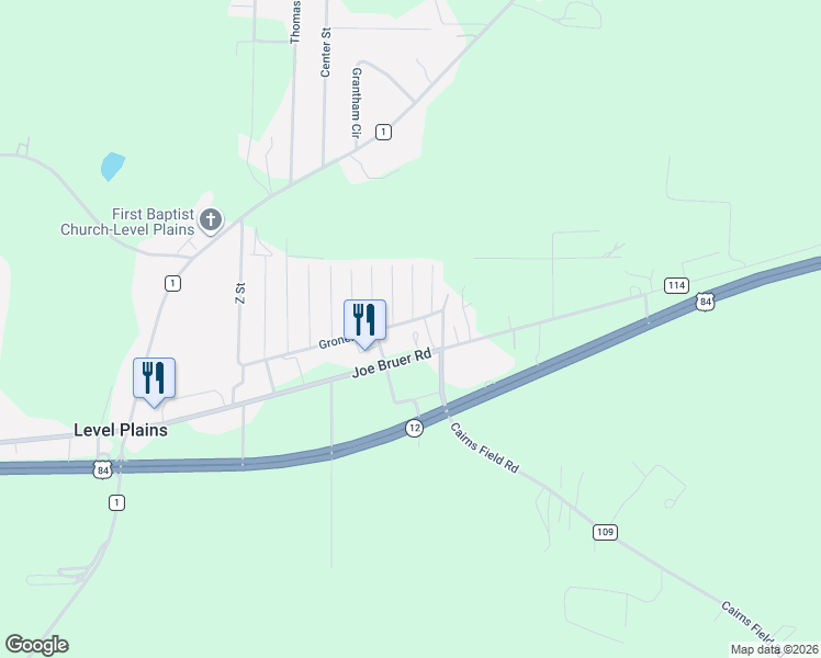 map of restaurants, bars, coffee shops, grocery stores, and more near 11 C Street in Daleville
