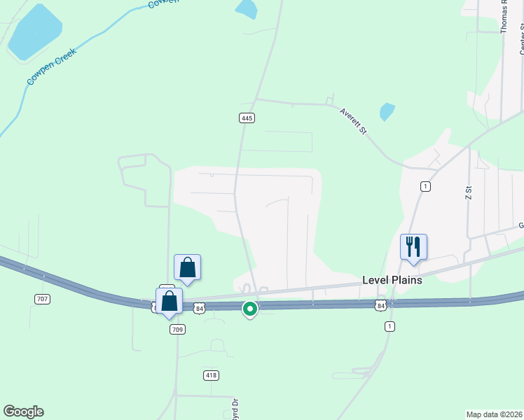 map of restaurants, bars, coffee shops, grocery stores, and more near 1227 County Road 445 in Daleville