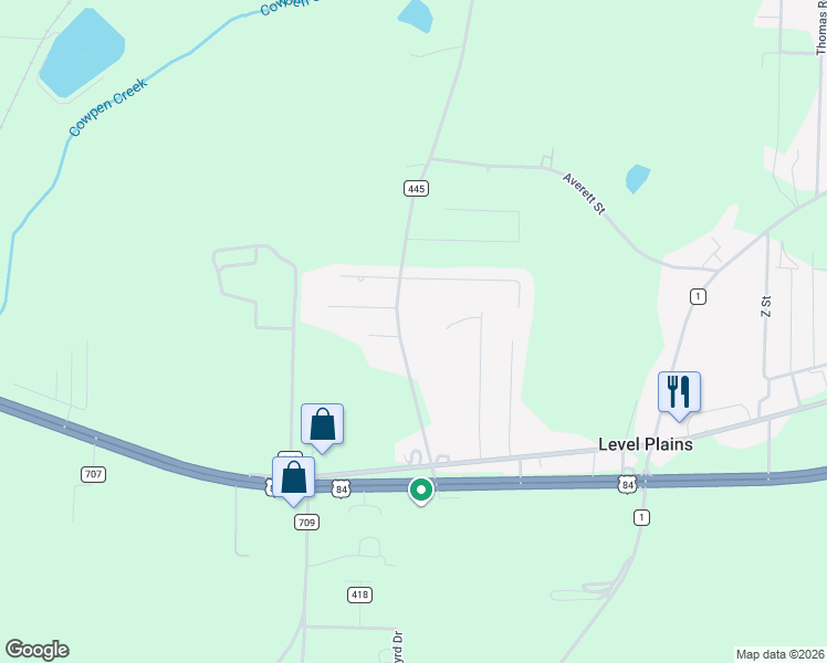 map of restaurants, bars, coffee shops, grocery stores, and more near 1227 County Road 445 in Daleville
