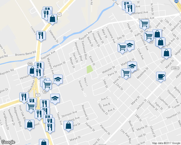 map of restaurants, bars, coffee shops, grocery stores, and more near 2598 Monroe St in Alexandria