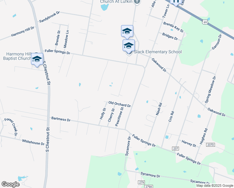 map of restaurants, bars, coffee shops, grocery stores, and more near 1902 Birdsong Road in Lufkin