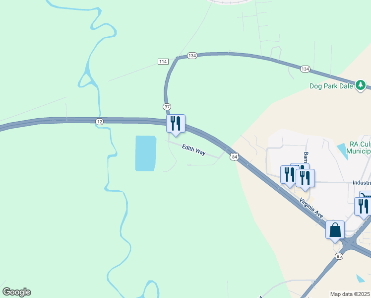 map of restaurants, bars, coffee shops, grocery stores, and more near 212 Edith Way in Daleville