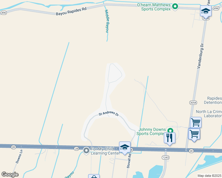 map of restaurants, bars, coffee shops, grocery stores, and more near 236 Links Drive in Alexandria