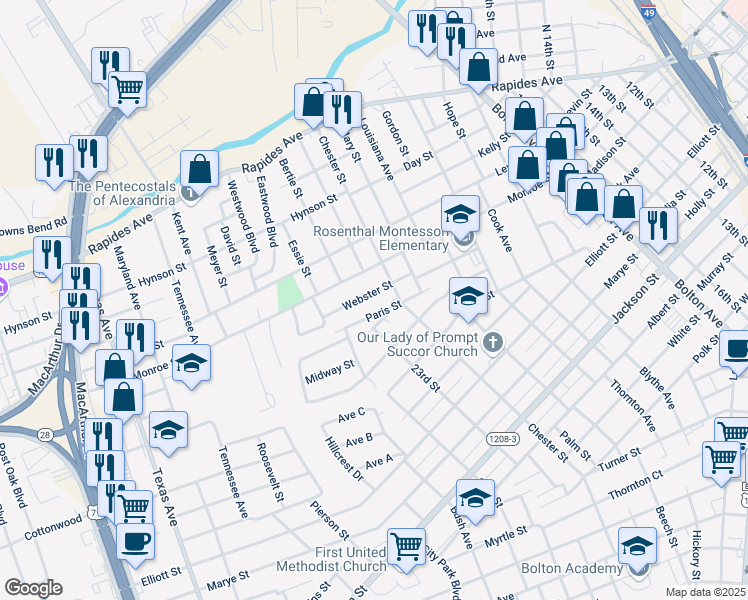 map of restaurants, bars, coffee shops, grocery stores, and more near 2305 Webster Street in Alexandria