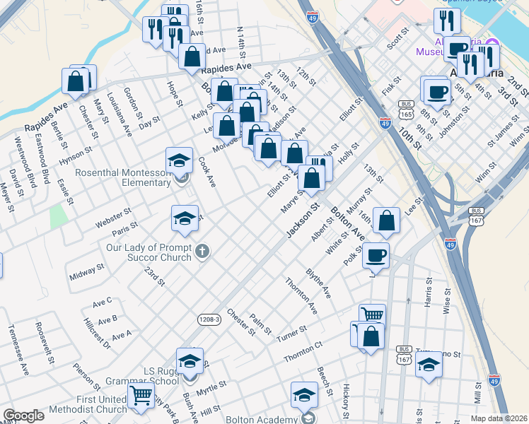 map of restaurants, bars, coffee shops, grocery stores, and more near 1811 Elliott St in Alexandria