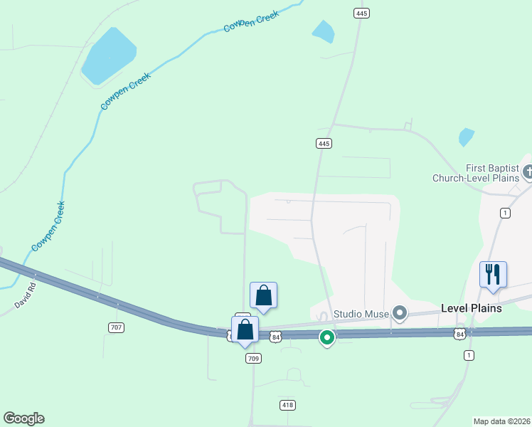 map of restaurants, bars, coffee shops, grocery stores, and more near 158 Ashley Lane in Enterprise