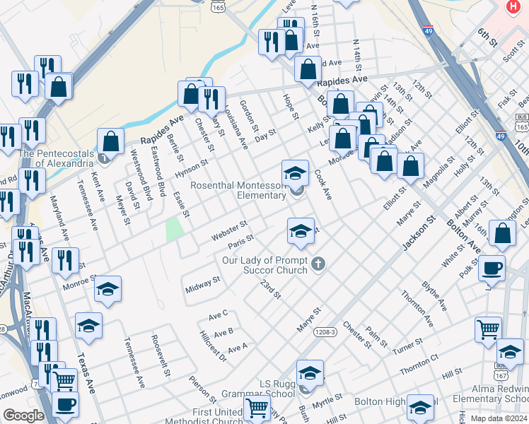 map of restaurants, bars, coffee shops, grocery stores, and more near 125 Mary Street in Alexandria