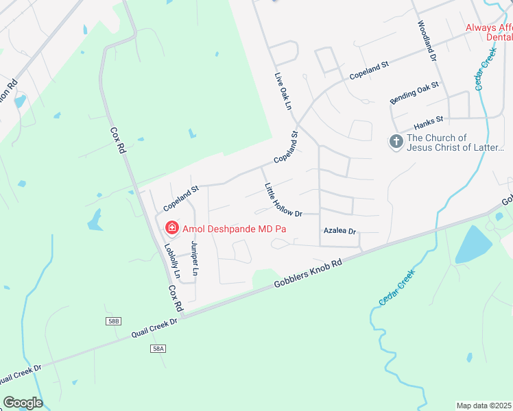 map of restaurants, bars, coffee shops, grocery stores, and more near 7 Parkway Plaza in Lufkin