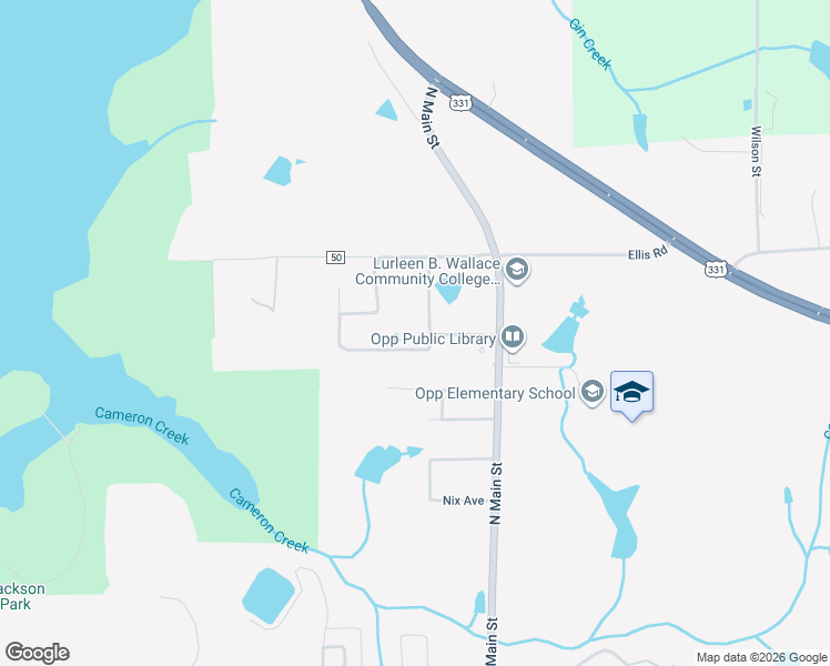 map of restaurants, bars, coffee shops, grocery stores, and more near 101-177 Thomas Drive in Opp