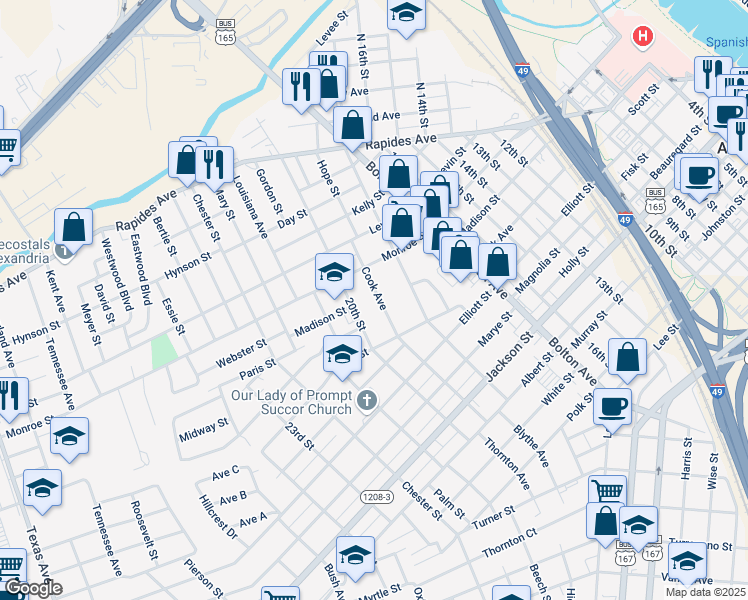 map of restaurants, bars, coffee shops, grocery stores, and more near 124 Cook Avenue in Alexandria