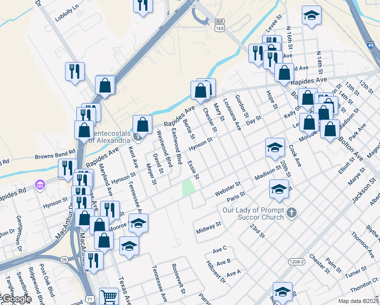 map of restaurants, bars, coffee shops, grocery stores, and more near 2421 Hynson Street in Alexandria
