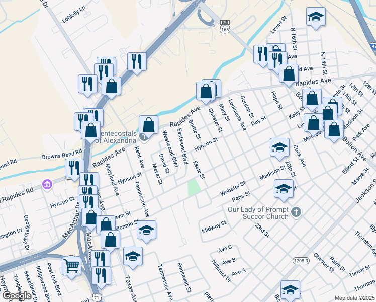 map of restaurants, bars, coffee shops, grocery stores, and more near 2421 Hynson Street in Alexandria