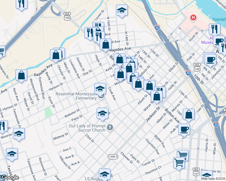 map of restaurants, bars, coffee shops, grocery stores, and more near 111 Cook Ave in Alexandria