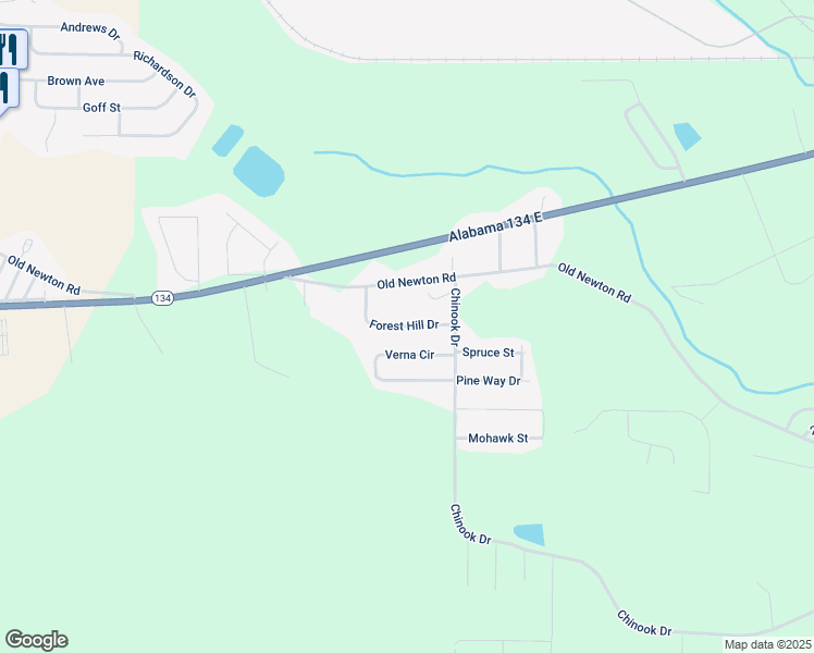 map of restaurants, bars, coffee shops, grocery stores, and more near 10 Forest Hill Drive in Daleville