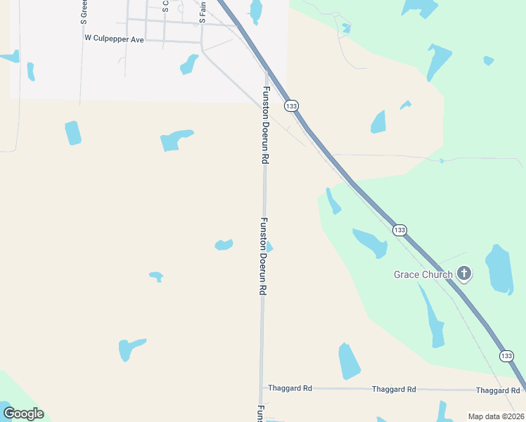 map of restaurants, bars, coffee shops, grocery stores, and more near 2693 Funston Doerun Road in Doerun