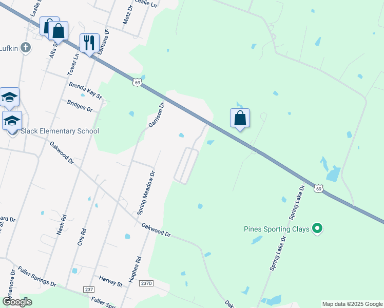 map of restaurants, bars, coffee shops, grocery stores, and more near 3684 U.S. 69 in Lufkin