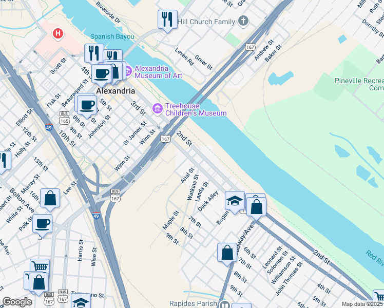 map of restaurants, bars, coffee shops, grocery stores, and more near 1821 3rd Street in Alexandria