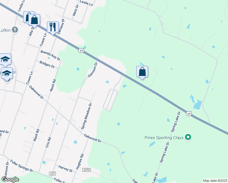 map of restaurants, bars, coffee shops, grocery stores, and more near 3684 U.S. 69 in Lufkin