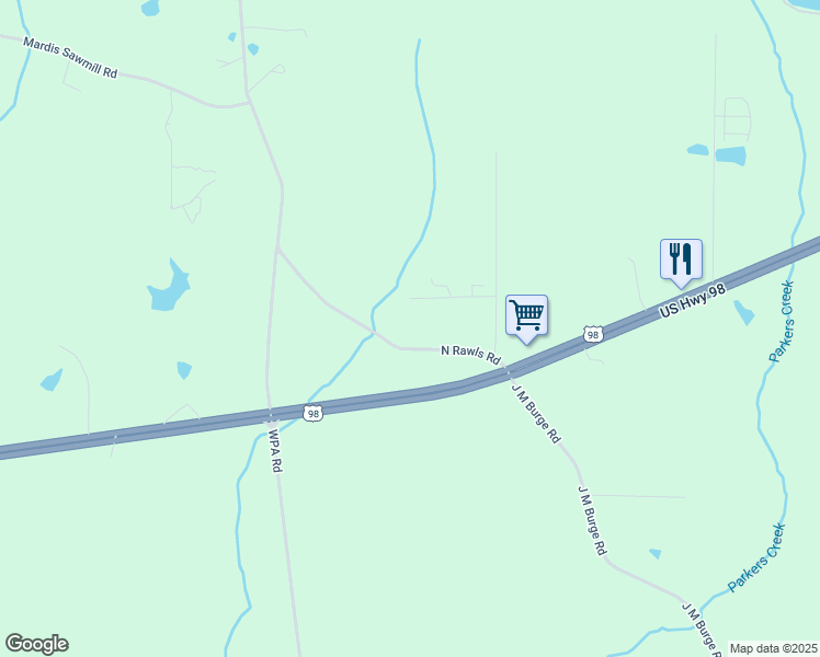 map of restaurants, bars, coffee shops, grocery stores, and more near 19-87 North Rawls Road in Sumrall