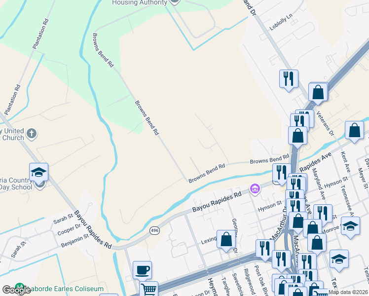 map of restaurants, bars, coffee shops, grocery stores, and more near 1310 Anna Lane in Alexandria