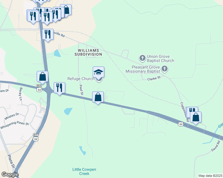 map of restaurants, bars, coffee shops, grocery stores, and more near 103-298 Greentree Drive in Enterprise