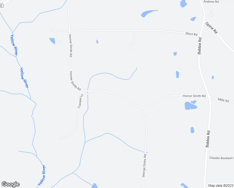 map of restaurants, bars, coffee shops, grocery stores, and more near Homer Smith Road in Babbie