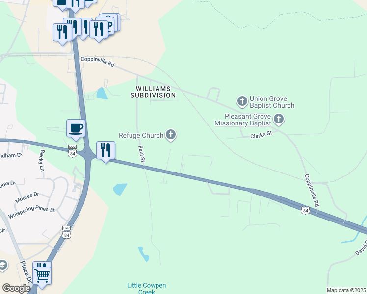 map of restaurants, bars, coffee shops, grocery stores, and more near 1507 East Park Avenue in Enterprise