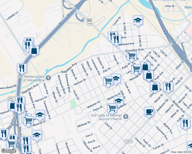 map of restaurants, bars, coffee shops, grocery stores, and more near 34 Mary Street in Alexandria