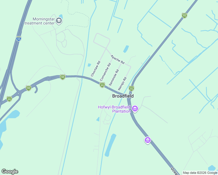 map of restaurants, bars, coffee shops, grocery stores, and more near 110 Seminole Road in Brunswick