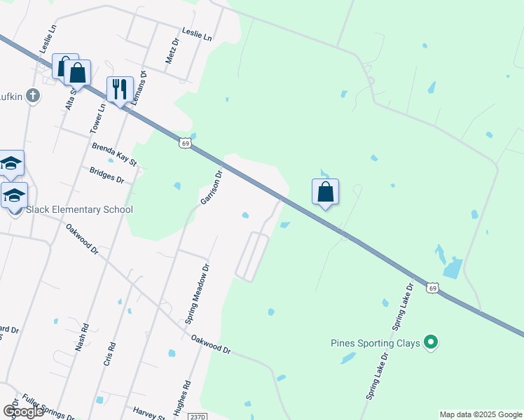 map of restaurants, bars, coffee shops, grocery stores, and more near 3684 U.S. 69 in Lufkin