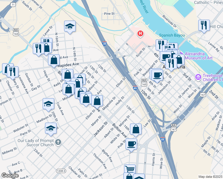 map of restaurants, bars, coffee shops, grocery stores, and more near 601 13th Street in Alexandria