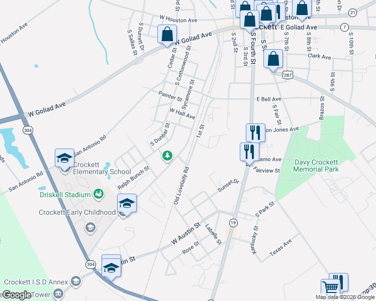 map of restaurants, bars, coffee shops, grocery stores, and more near 918 Martin Luther King Junior Boulevard in Crockett