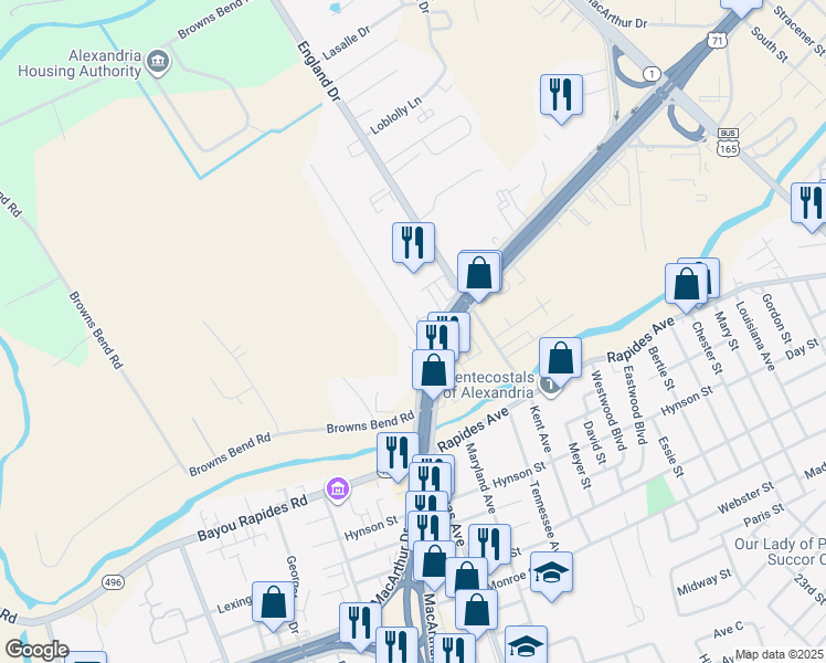 map of restaurants, bars, coffee shops, grocery stores, and more near 3028 N MacArthur Dr in Alexandria