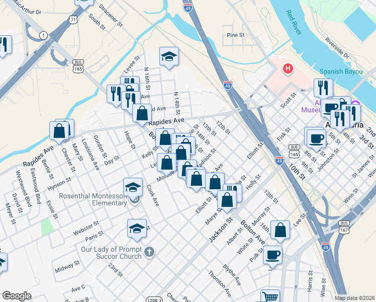 map of restaurants, bars, coffee shops, grocery stores, and more near 131 16th St in Alexandria