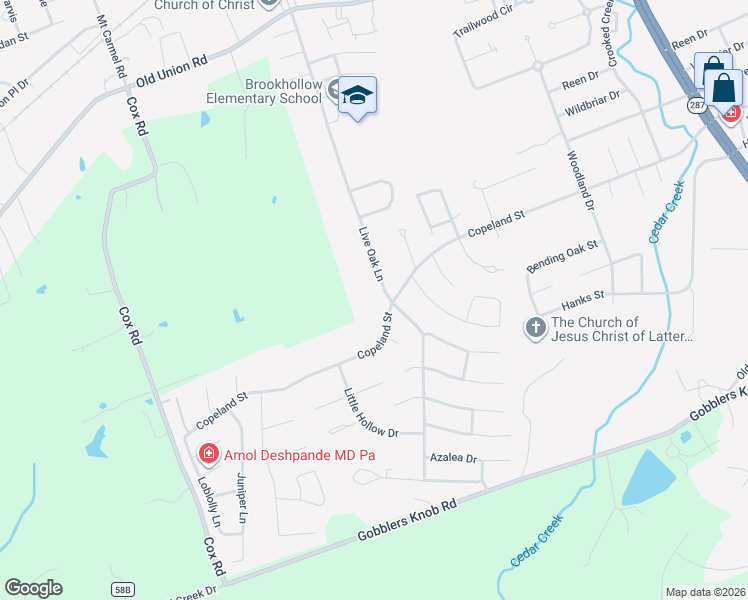map of restaurants, bars, coffee shops, grocery stores, and more near 1316 Live Oak Lane in Lufkin