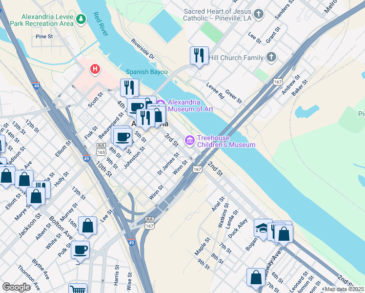 map of restaurants, bars, coffee shops, grocery stores, and more near 1327 3rd Street in Alexandria