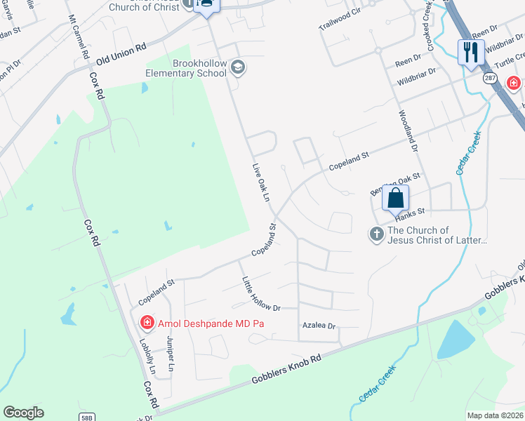 map of restaurants, bars, coffee shops, grocery stores, and more near 1316 Live Oak Lane in Lufkin