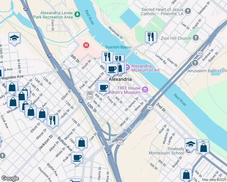 map of restaurants, bars, coffee shops, grocery stores, and more near 515 Murray Street in Alexandria