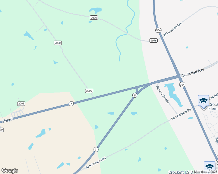 map of restaurants, bars, coffee shops, grocery stores, and more near 592 Texas 7 in Crockett